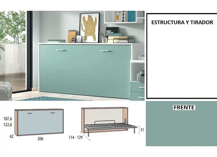 Muebles GLICERIO CHAVES Camas Abatibles | Cama Abatible Horizontal De 90 105 Corban Plus Blanco