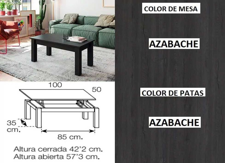 Muebles RAMIS Mesas De Centro | Mesa De Centro Elevable Future Azabache