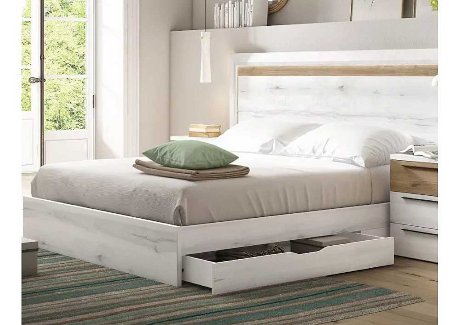 Muebles FABRIKIT Camas Con Cajones | Cama Con Cajones Laterales Florida Albo