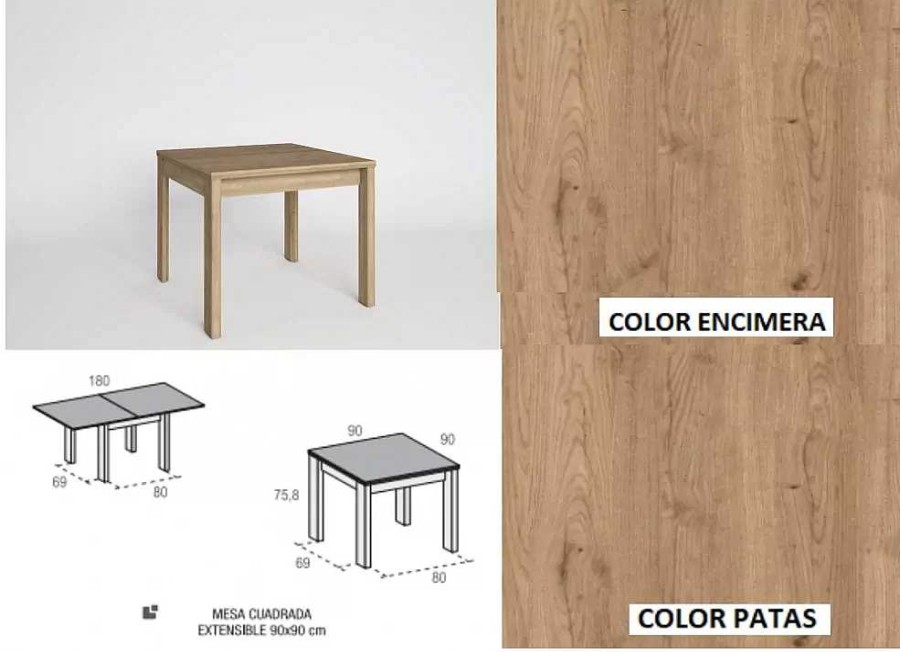 Muebles FABRIKIT Colecciones De Sal N | Mesa De Comedor Extensible Libro England Naturale