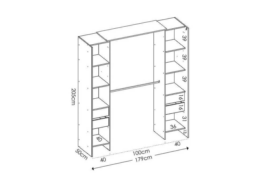 Muebles RIMOBEL Armarios Dormitorio | Vestidor Armario Con 4 Cajones Y Cortina Dual