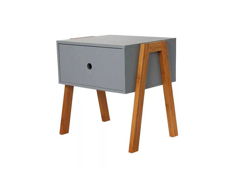 Muebles CMP Mesitas De Noche | Mesa De Noche Apilable Gris Kaira