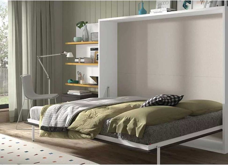 Muebles GLICERIO CHAVES Camas Abatibles | Cama Abatible Horizontal De 135 150 X 190 Corban Plus Corban Blanco