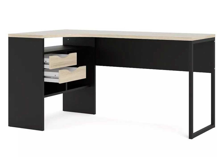 Muebles TVILUM Escritorios | Mesa Rincon Cajones Fire Negro Y Roble