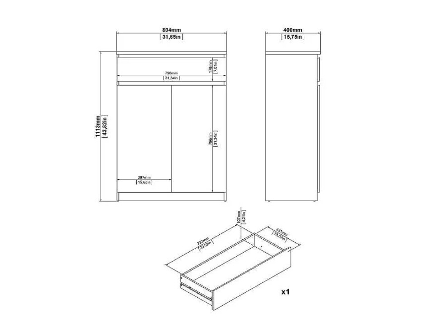 Muebles TVILUM Mueble Zapatero | Zapatero 2 Puertas Y 1 Caj N Alexa Roble Y Blanco