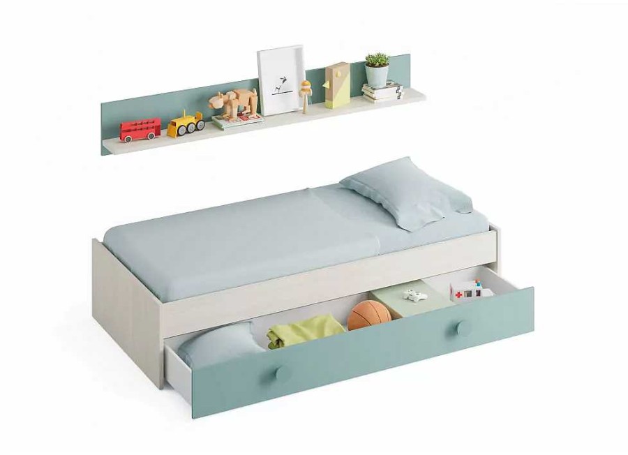 Muebles FORES Compactos Y Camas Nido | Cama Doble Juvenil Y Estante De Pared Freeman