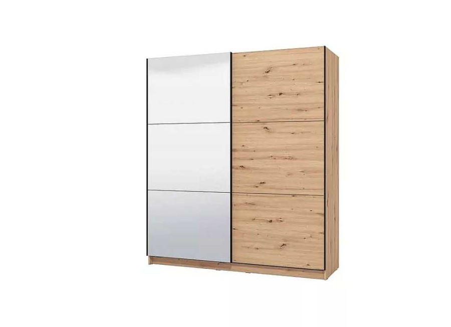 Muebles ZENIT Armarios Dormitorio | Armario Corredero Con Espejo Sierra Roble Artisan