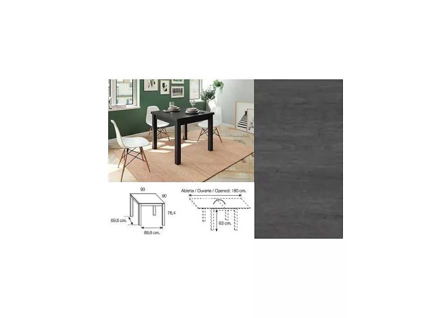 Muebles RAMIS Colecciones De Sal N | Mesa De Comedor Extensible Libro Galaxy Azabache