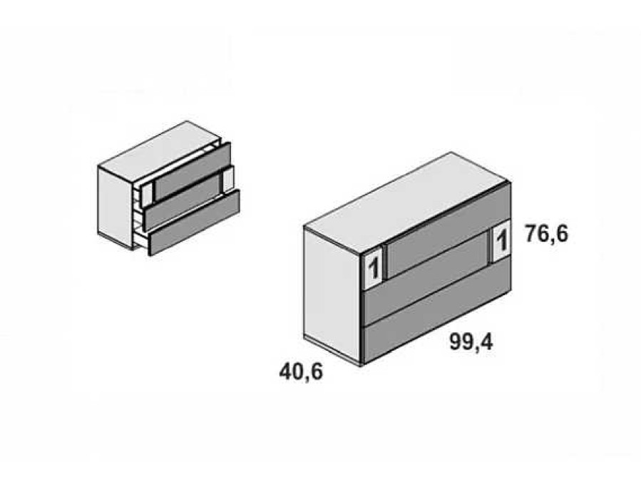 Muebles FABRIKIT C Modas | Comoda 3 Cajones Amelia 1