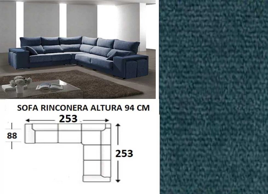 Muebles DISEÑO 10 Sof S Rinconeras | Rinconera 5 Plazas Con 4 Pufs Integrados Las Vegas Azul Dino 18