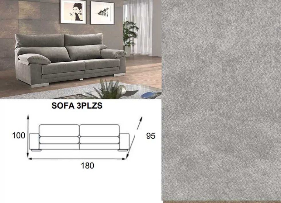 Muebles DISEÑO 10 Sof S De 3 Plazas | Sof 3 Plazas Asientos Extensibles Gaudi Taupe Bali 100