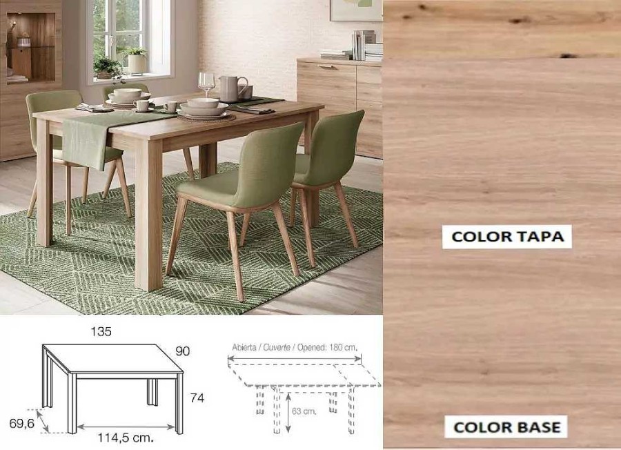 Muebles RAMIS Colecciones De Sal N | Mesa De Comedor Extensible Lateral Atlantis Roble Natural