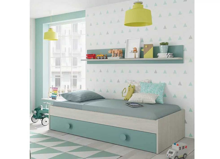 Muebles FORES Compactos Y Camas Nido | Cama Doble Juvenil Y Estante De Pared Freeman