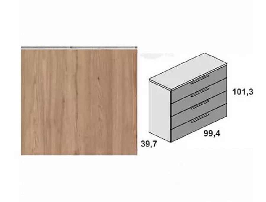 Muebles FABRIKIT C Modas | Comodas 3 4 Cajones Sin Patas Florida 2 Naturale