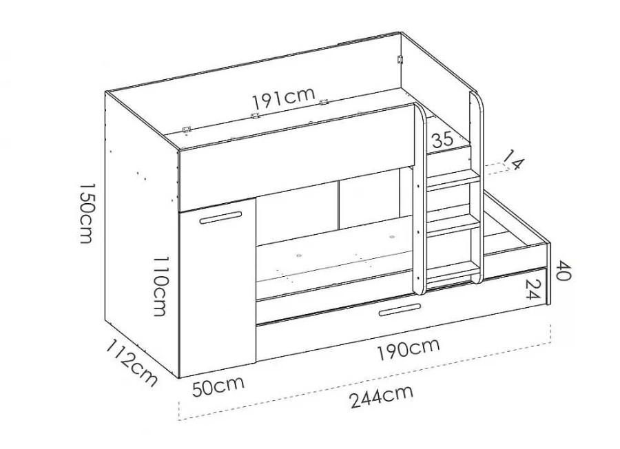 Muebles RIMOBEL Literas | Litera Tren Reversible 3 Camas Mot Natural