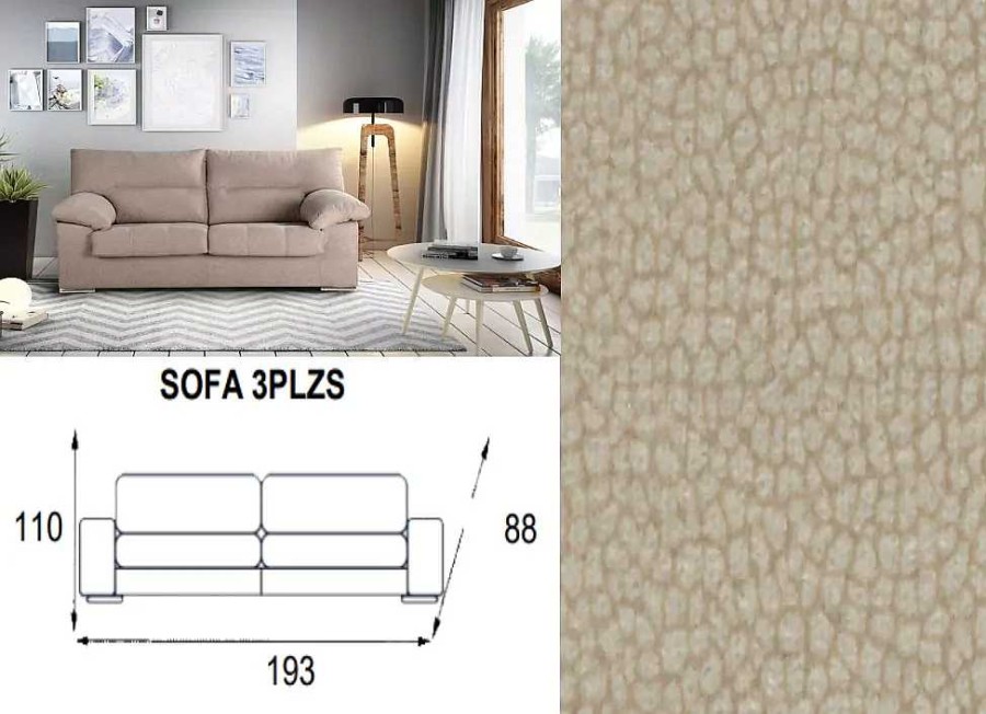 Muebles DISEÑO 10 Sof S De 3 Plazas | Sof 3 Plazas Sender Montero Piedra