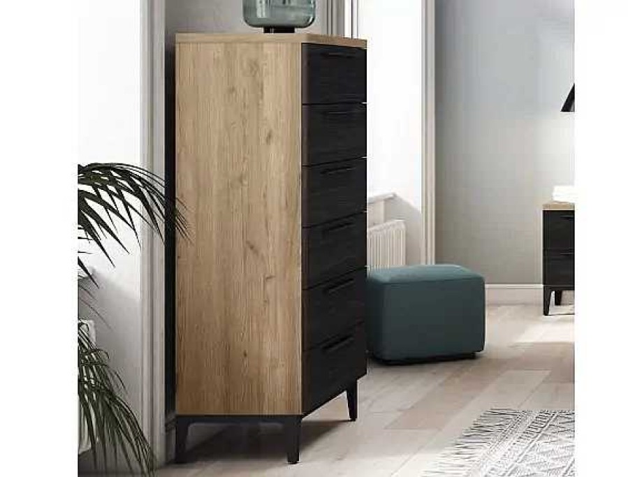 Muebles FABRIKIT Sinfonieres | Sinfonier 6 Cajones Florida 2 Naturale Y Bocamina