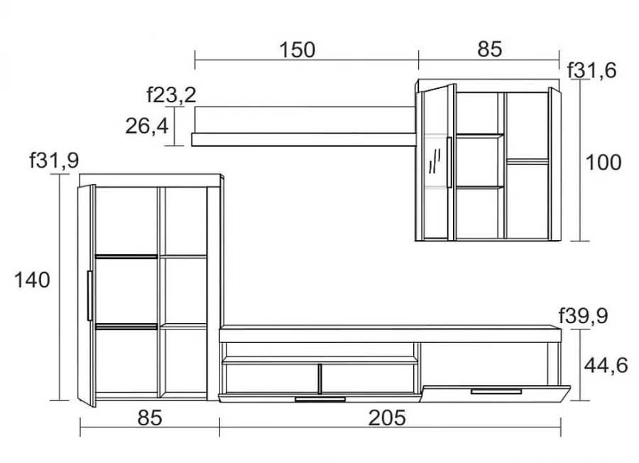 Muebles FABRIKIT Muebles Librer A | Muebles De Sal N Blanco N Rdic Y Pizarra Living