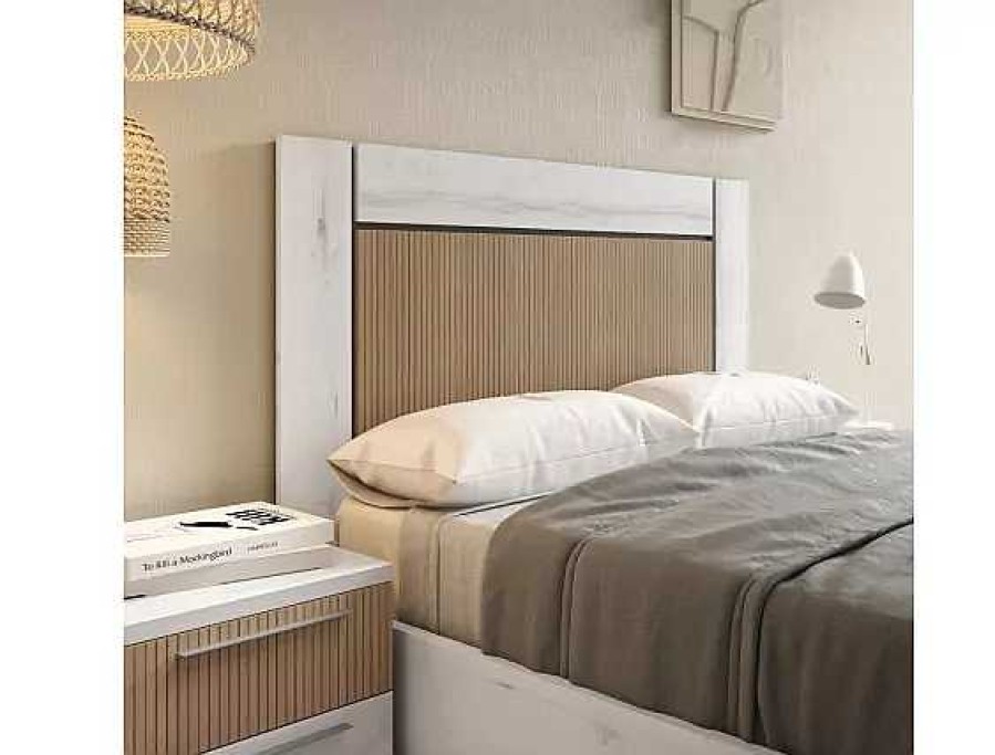 Muebles FABRIKIT Cabeceros De Cama | Cabecero Sarasota Albo Naturale Rayado