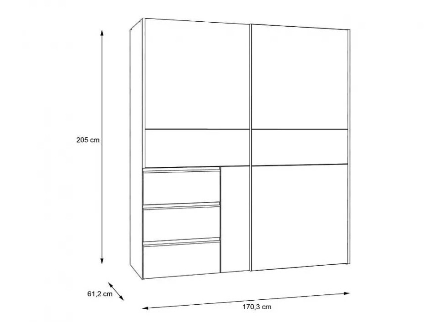 Muebles FORTE Armarios Dormitorio | Armario 2 Puertas Correderas Con Espejo Tolson