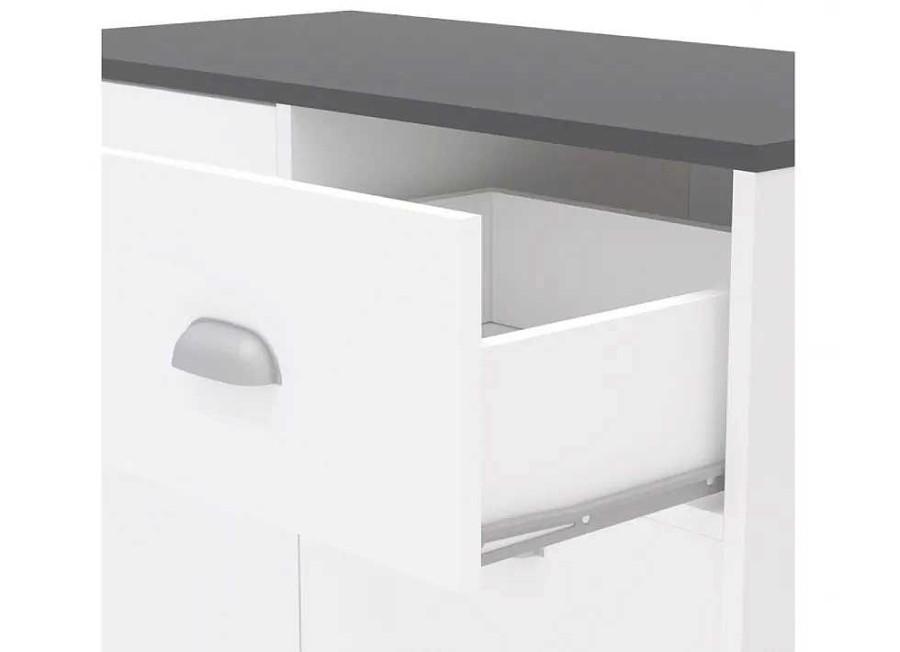 Muebles HIBUHOME Muebles Multiusos | Buffet Bajo Brown Blanco