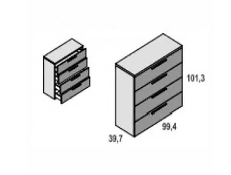 Muebles FABRIKIT C Modas | Comoda 4 Cajones Con Guias Sanibel 1