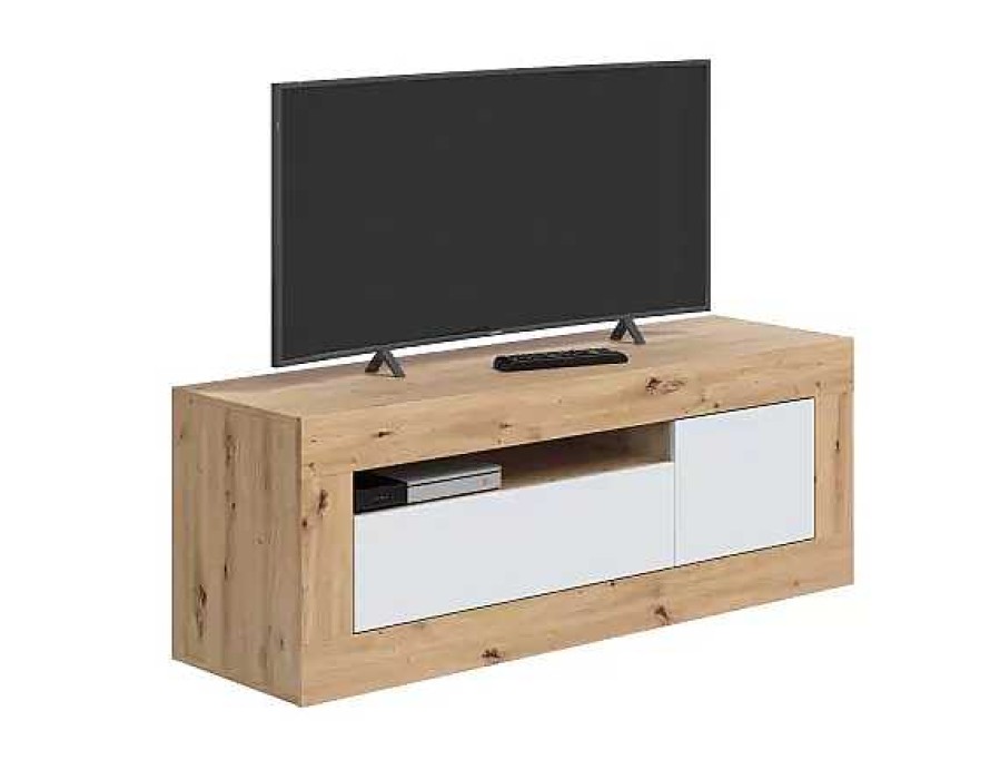 Muebles FORES Muebles Tv | Mueble Television Tarber Roble Nodi Y Blanco Artik