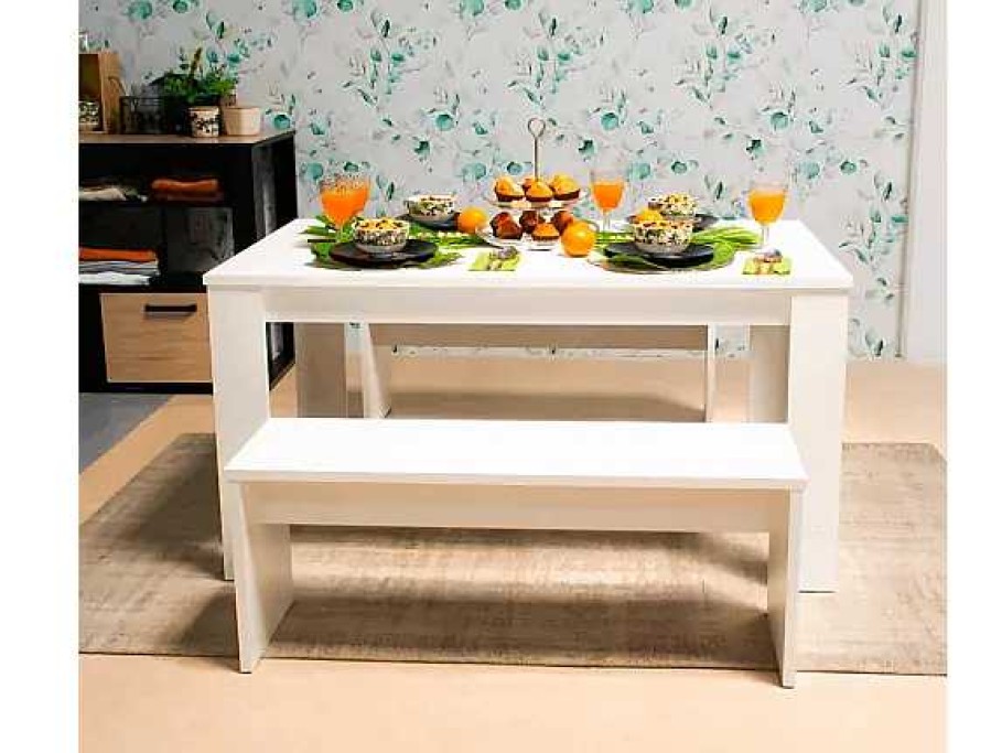 Muebles ZENIT/FORTE Mesas De Comedor | Mesa Comedor Con 2 Bancos Liona