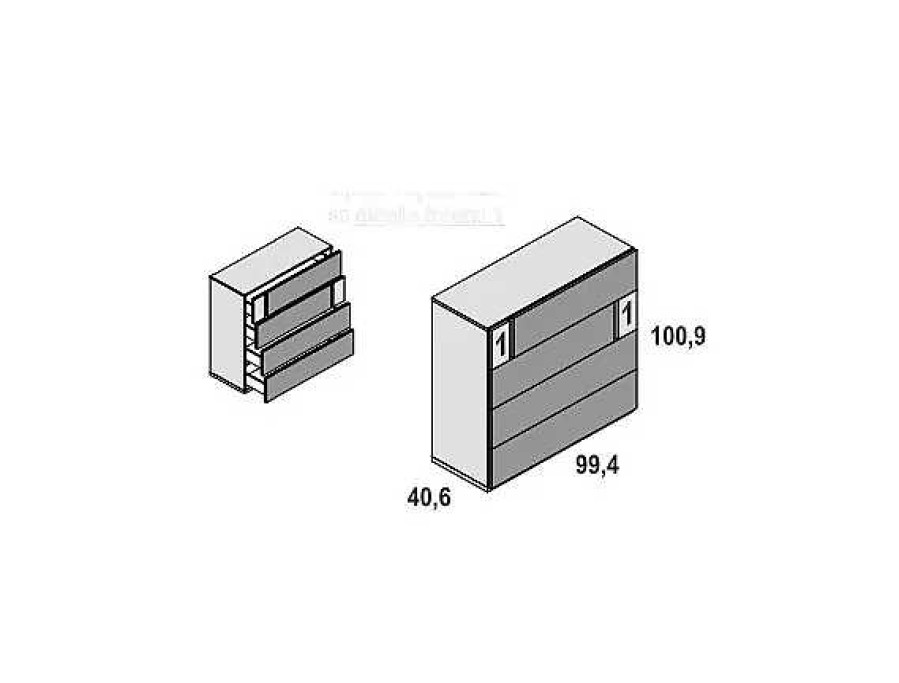 Muebles FABRIKIT C Modas | Comoda 4 Cajones Con Guias Destin 3