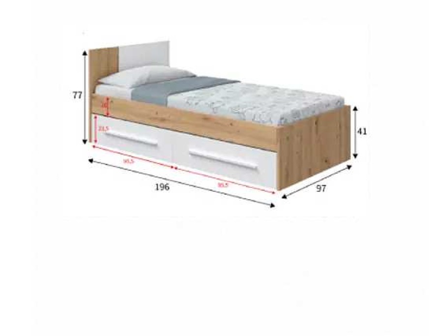 Muebles FORES Compactos Y Camas Nido | Cama Nido Con Dos Cajones Ixeia