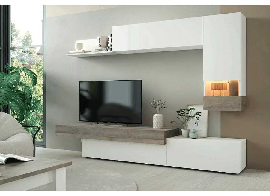 Muebles RAMIS Muebles Librer A | Mueble Para Salon Saura 4 Blanco Y Organic