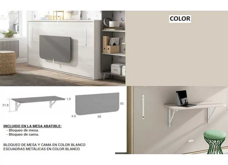 Muebles FABRIKIT Escritorios | Mesa De Estudio Plegable Cleo Cleo Gris Coco