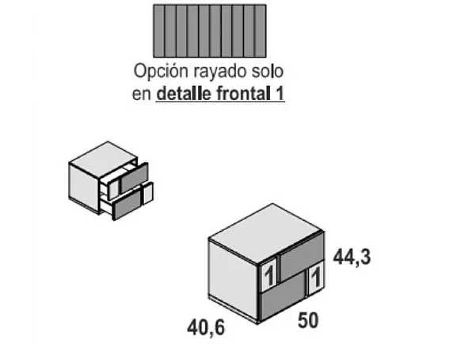 Muebles FABRIKIT Mesitas De Noche | Mesilla 2 3 Cajones Sin Patas Florida 3 Albo