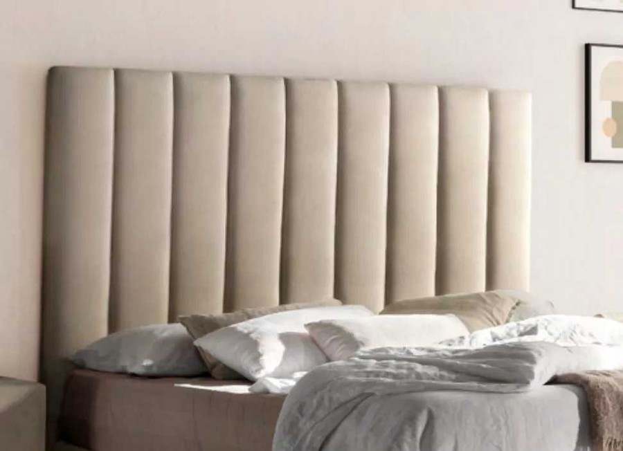 Muebles TAP CARRASCO Cabeceros De Cama | Cabecero Costura Vertical Tamy Express Terciopelo Beige