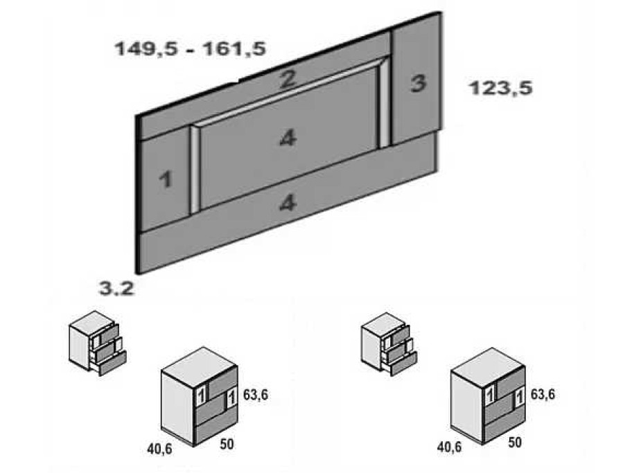 Muebles FABRIKIT Dormitorios Completos | Dormitorio Matrimonio Pensacola 2