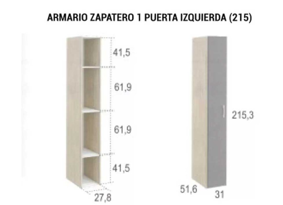 Muebles FABRIKIT Armarios Dormitorio | Armarios Zapatero De 1 Puerta Cleo Cleo Sahara