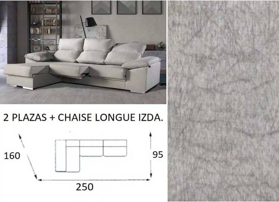 Muebles DISEÑO 10 Chaise Longue | Chaiselongue Asientos Deslizantes Roma Hada Plata