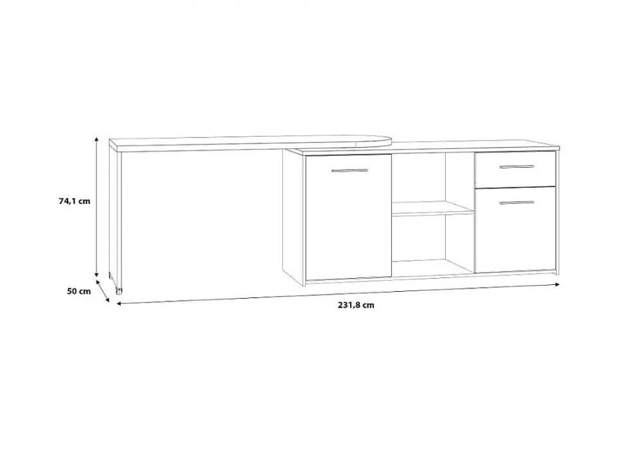 Muebles FORTE Aparadores | Mueble De Tv-Aparador-Escritorio 3 En 1 Ann