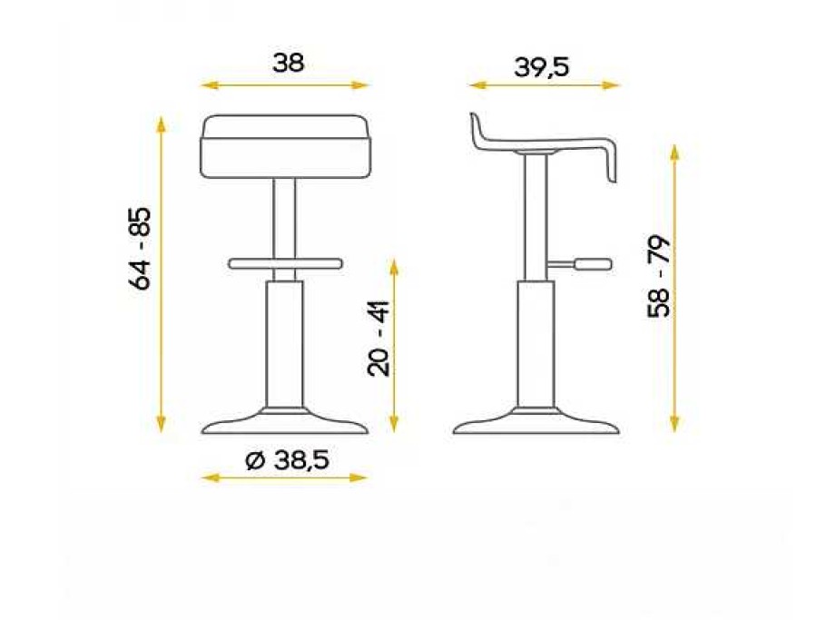 Muebles PONDECOR Sillas De Cocina | Taburete Alto Otelo Negro