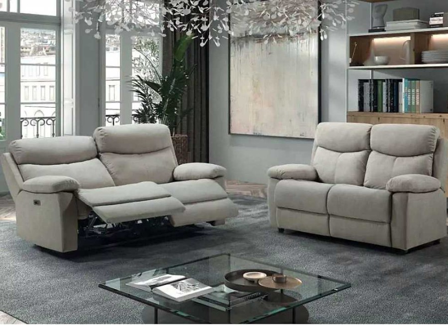 Muebles CHITRA Sof S De 3 Plazas | Sof Relax Manual O Con 2 Motores El Ctricos Siesta Crema