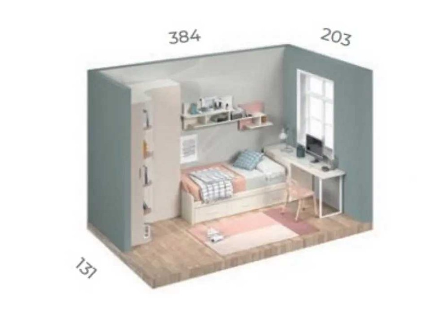 Muebles GLICERIO CHAVES Compactos Y Camas Nido | Dormitorio Nido Bajo Cajones Con Gu As Corban Plus Ambar Y Blanco