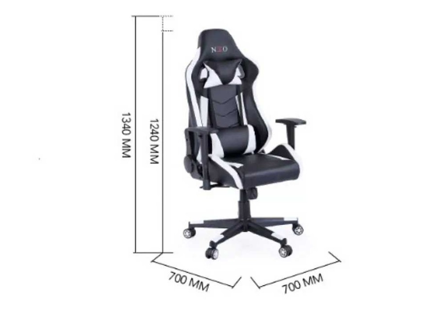 Muebles ADEC Sillones Gamer | Sill N Gamer Giratorio Y Reclinable Neo Driver Neo Negro Y Blanco