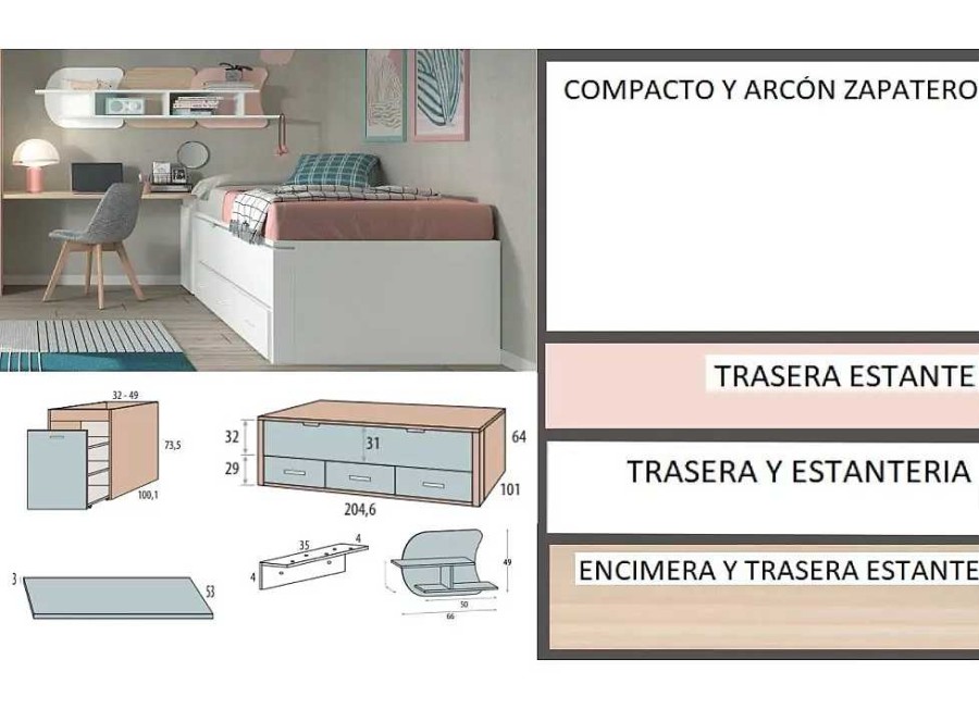 Muebles GLICERIO CHAVES Dormitorios Juveniles Completos | Dormitorio Juvenil Completo Corban Plus