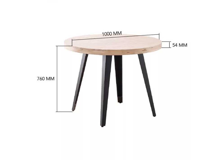 Muebles ADEC Mesas De Comedor | Mesa De Comedor Redonda Fija Ascot Roble Nordish Y Negro