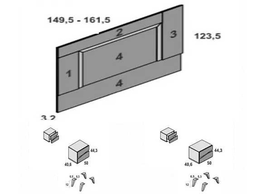 Muebles FABRIKIT Dormitorios Completos | Dormitorio Matrimonio Pensacola 1