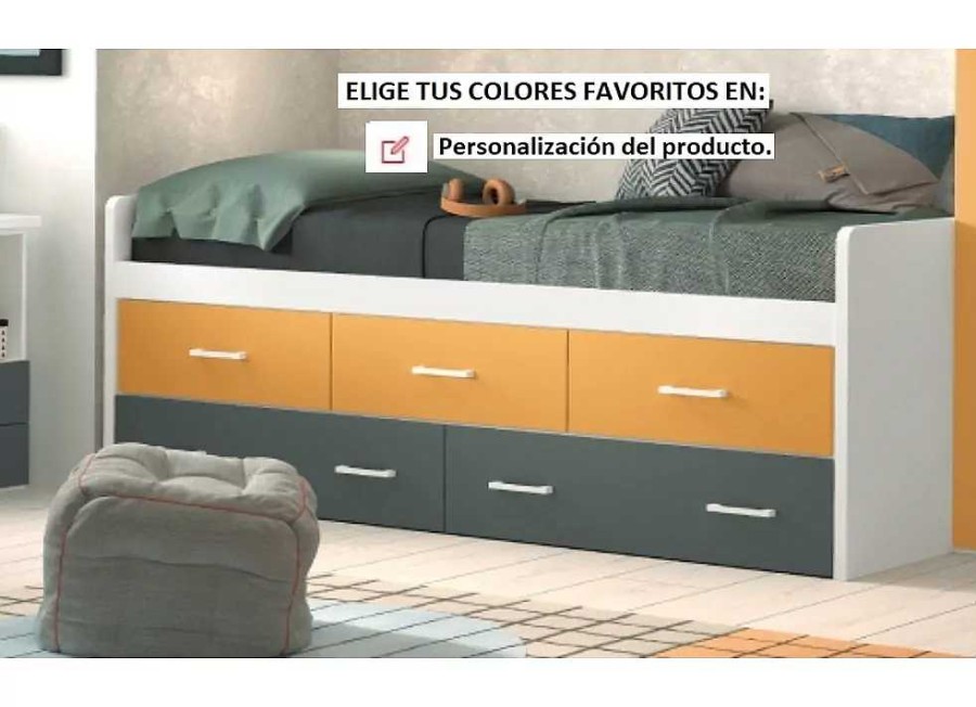 Muebles GLICERIO CHAVES Compactos Y Camas Nido | Cama Compacto De 90 105 Con 3 Contenedores Y 2 Cajones Corban Plus Corban Blanco