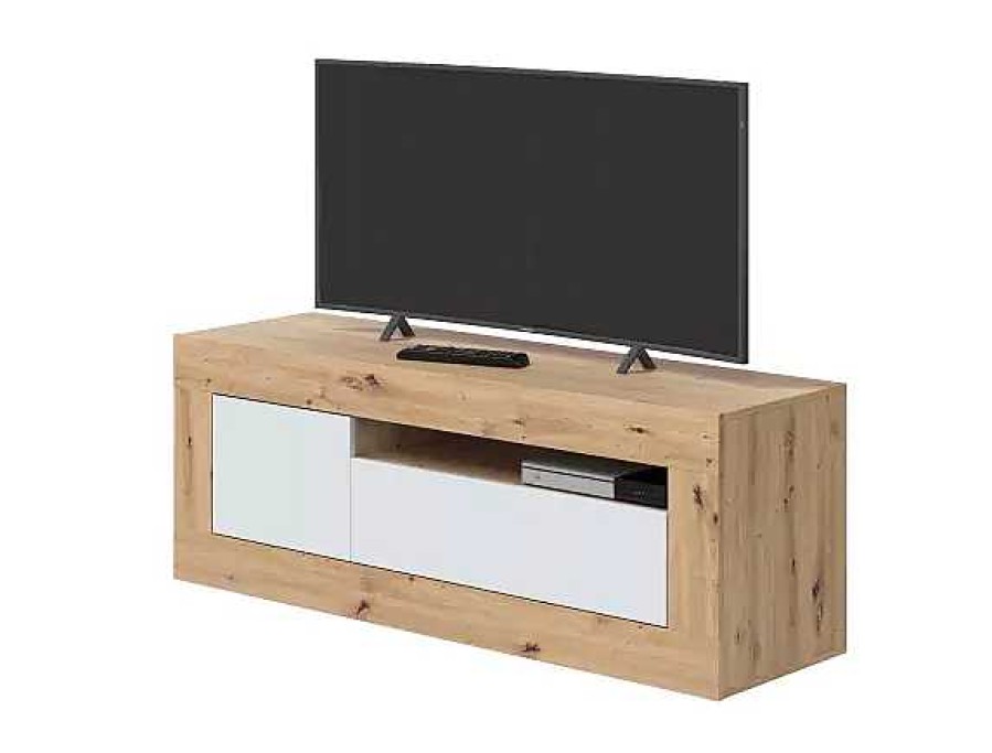 Muebles FORES Muebles Tv | Mueble Television Tarber Roble Nodi Y Blanco Artik