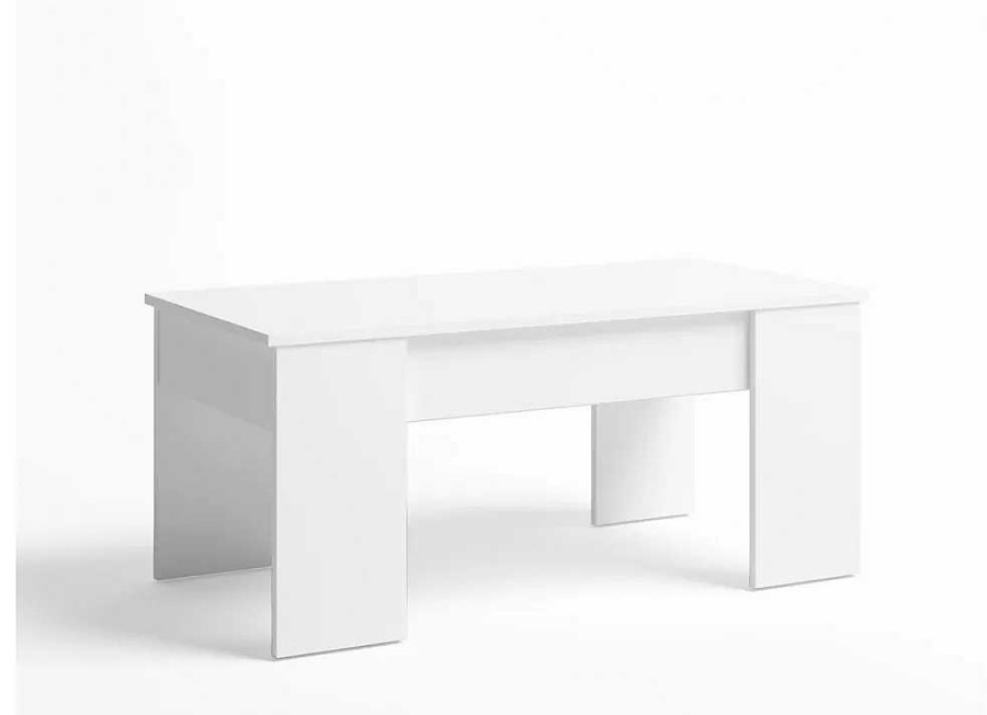 Muebles FABRIKIT Mesas De Centro | Mesa De Centro Con Cajonera Lowist Blanco Mate