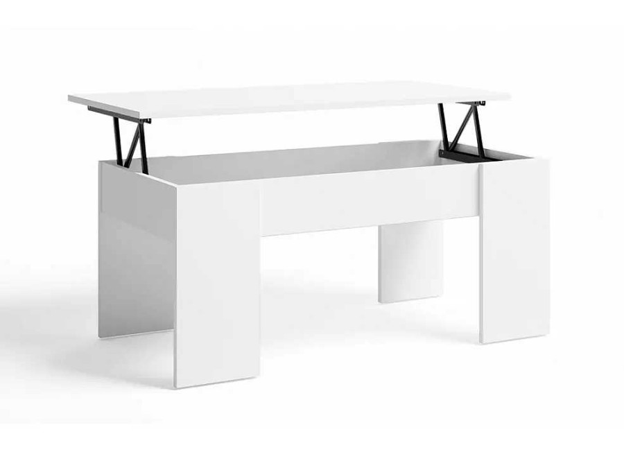 Muebles FABRIKIT Mesas De Centro | Mesa De Centro Con Cajonera Lowist Blanco Mate