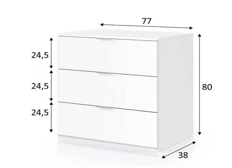 Muebles FORES C Modas | Comoda 3 Cajones Cova Blanco